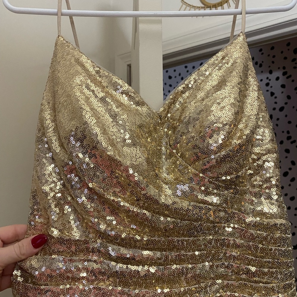 Champaign/gold sequin gown